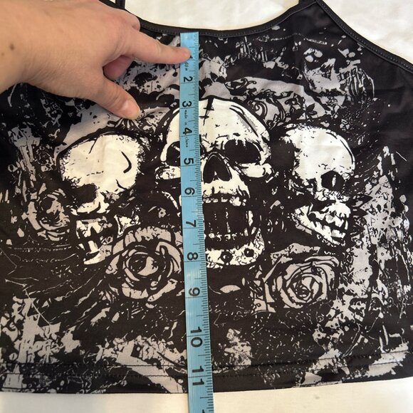 SKULL TANK TOP RARE PUNK ROCK EMO GOTH Spaghetti Straps Size large W/BLACK - Picture 11 of 11